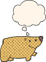 cartoon bear with thought bubble in comic book style png