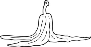 hand drawn black and white cartoon banana peel png