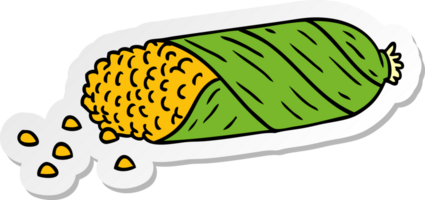 hand dragen klistermärke tecknad serie klotter av färsk majs på de majskolv png