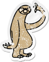 adesivo angosciato di un eccentrico bradipo cartone animato disegnato a mano png
