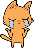 gato de desenho animado chorando encolhendo os ombros png