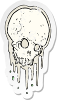 retro distressed sticker of a cartoon scary skull png