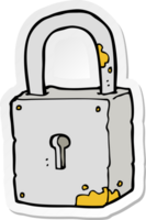 sticker of a cartoon rusty lock png