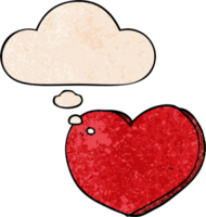 dessin animé l'amour cœur avec pensée bulle dans grunge texture style png