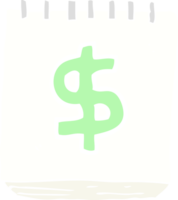 illustration en couleur plate du bloc-notes avec le symbole du dollar png