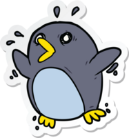 sticker of a cartoon frightened penguin png