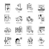 Latest Collection of Logistics and Shipping Glyph Icons vector