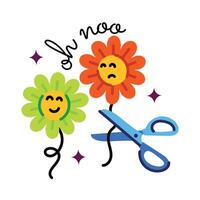 Trendy Flower Scissors vector