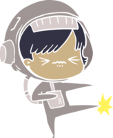 angry flat color style cartoon space girl stubbing toe png