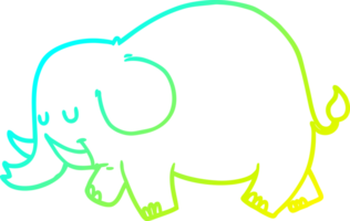 frío degradado línea dibujo de un dibujos animados elefante png