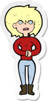 sticker of a cartoon worried woman png