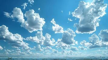 AI generated Blue Sky With White Clouds Over Field photo