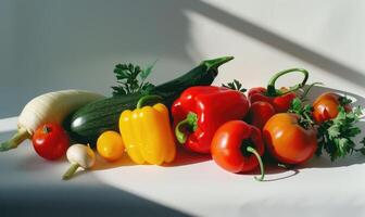 ai generado vegetales en un blanco antecedentes. vegetales en un blanco antecedentes foto