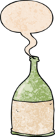desenho animado garrafa com discurso bolha dentro retro textura estilo png