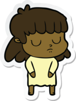 sticker of a cartoon indifferent woman png