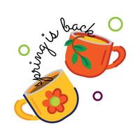 Trendy Tea Cups vector