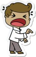 sticker of a cartoon shouting man pointing finger png