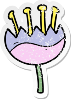 distressed sticker of a cartoon flower png