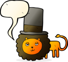 cartone animato Leone nel superiore cappello con discorso bolla png