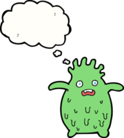 cartoon funny slime monster with thought bubble png