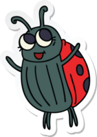 sticker of a quirky hand drawn cartoon ladybird png