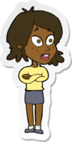 sticker of a cartoon surprised woman png