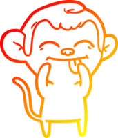warm gradient line drawing of a funny cartoon monkey png