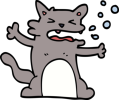 cartoon doodle hiccuping cat png