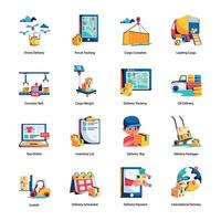 Modern Set of Delivery Services Flat Icons vector