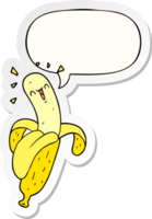 desenho animado banana com discurso bolha adesivo png