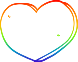 rainbow gradient line drawing of a cartoon heart png
