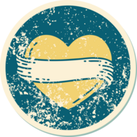 iconic distressed sticker tattoo style image of a heart and banner png