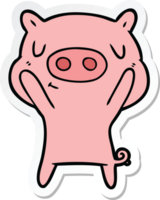 sticker of a cartoon content pig png