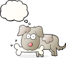 main tiré pensée bulle dessin animé chien avec OS png