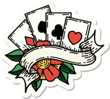 pegatina de tatuaje al estilo tradicional de cartas y pancartas png