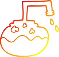 warm gradient line drawing of a cartoon bubbling chemicals png