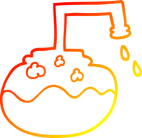 warm Gradient Linie Zeichnung von ein Karikatur sprudelnd Chemikalien png