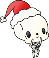 hand- getrokken Kerstmis helling tekenfilm van kawaii skelet png