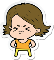 sticker of a cartoon angry girl png