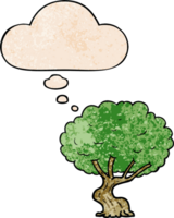 cartoon tree with thought bubble in grunge texture style png