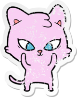 distressed sticker of a cute cartoon cat png