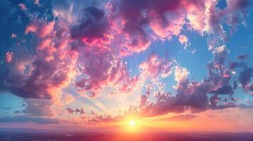 AI generated Beautiful Sunset Over the Ocean With Clouds photo