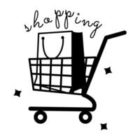 Trendy Shopping Trolley vector