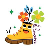 Trendy Flower Boot vector