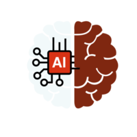 Human head tech icon, AI chip technological brain, Artificial intelligence, Simple flat design symbol png