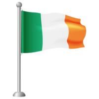 3d flag of Ireland isolated on a transparent background. PNG