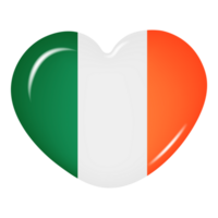 3D heart-shaped icon of the Irish flag. PNG