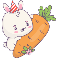 Cute bunny birthday with carrot png