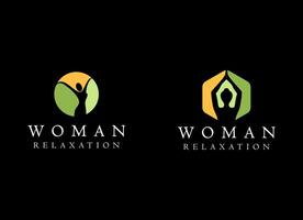 Colorful Silhouette Woman Wellness, Success, Empowered and Health logo design vector