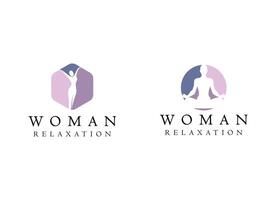 Colorful Silhouette Woman Wellness, Success, Empowered and Health logo design vector